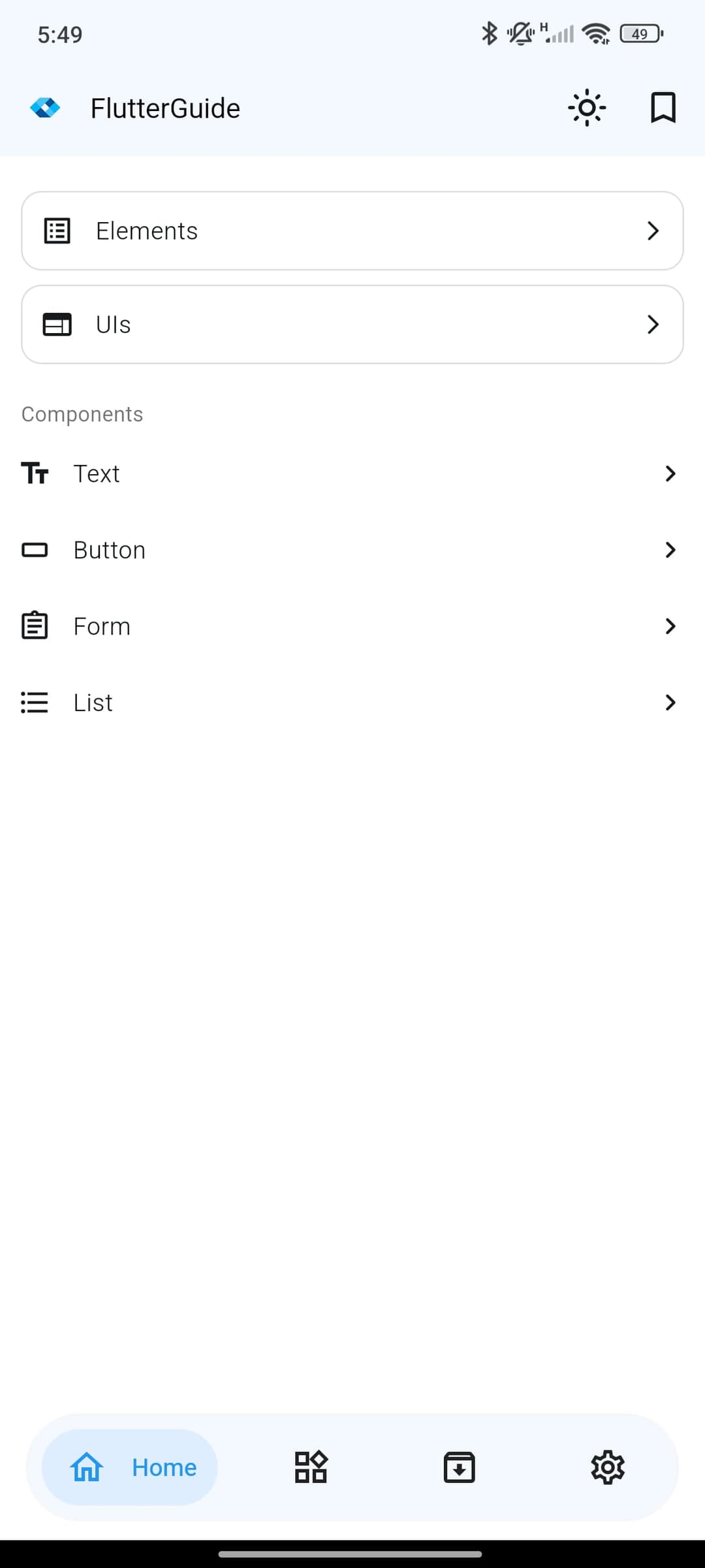 Flutter Guide App Screenshot 1
